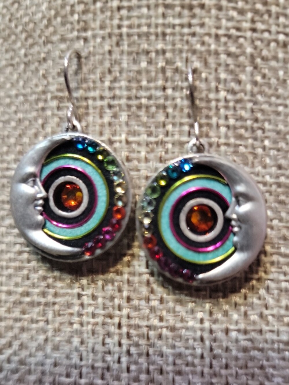 FIREFLY Iridescent Multicolor Spiral Drop Moon Earrings - Women's Jewelry